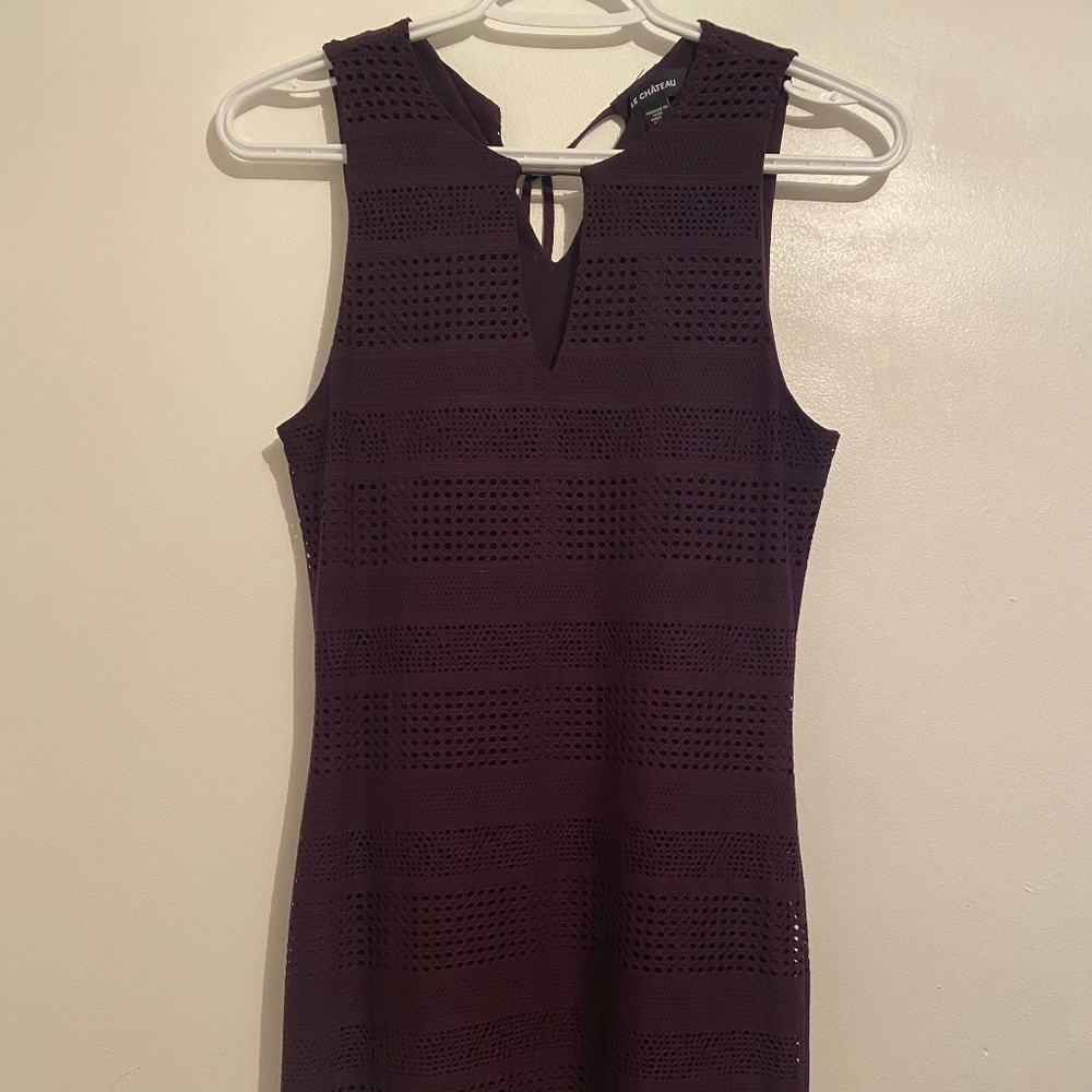 Le Chateau Purple/Plum High Neck Mini Dress